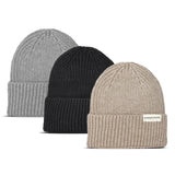 Beige - Black - Grey Beanie Three Pack