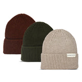 Beige - Khaki - Brown Beanie Three Pack