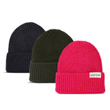 Pink - Khaki - Navy Blue Beanie Three Pack