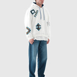 Symbols of Anatolia Oversized Beyaz Hoodie