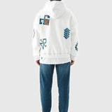 Symbols of Anatolia Oversized Beyaz Hoodie